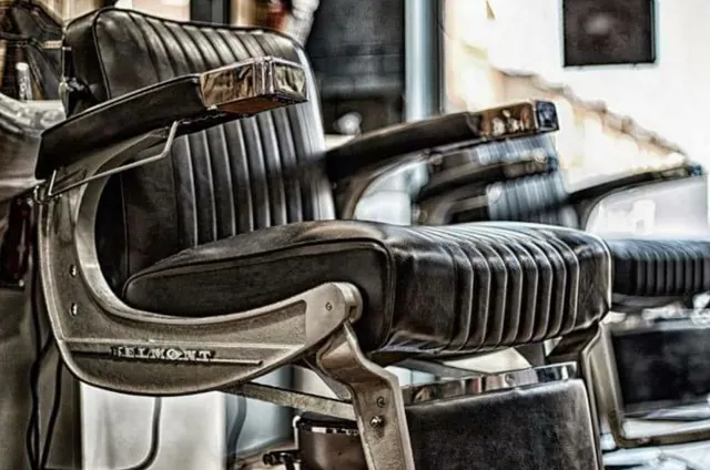 One of the vintage chairs at Brooklands Barbershop